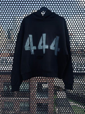 BLACK 444 DESTROYED GRAFFITI HOODIE