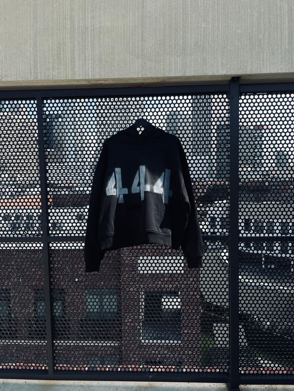 BLACK 444 DESTROYED GRAFFITI HOODIE