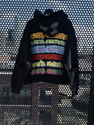 BLACK 444 DESTROYED GRAFFITI HOODIE